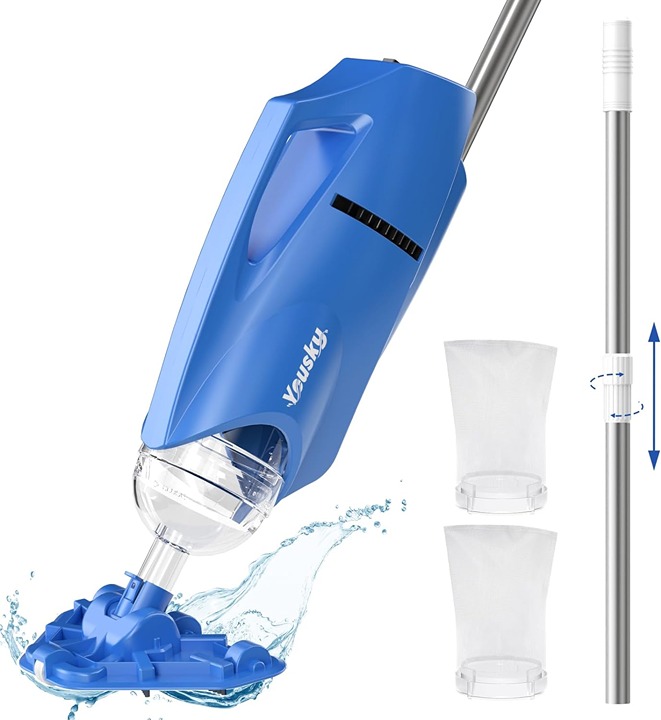 Handheld Cordless Pool Vacuum with Telescopic Pole
