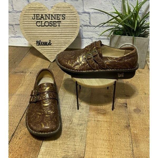 Alegria Alli Choco and Gold Rose size 42 US 11 Excellent pre owned condition P