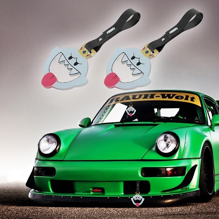 New 2PCS Anime KING BOO JDM TSURIKAWA Ring Subway Train Bus Handle Black Strap