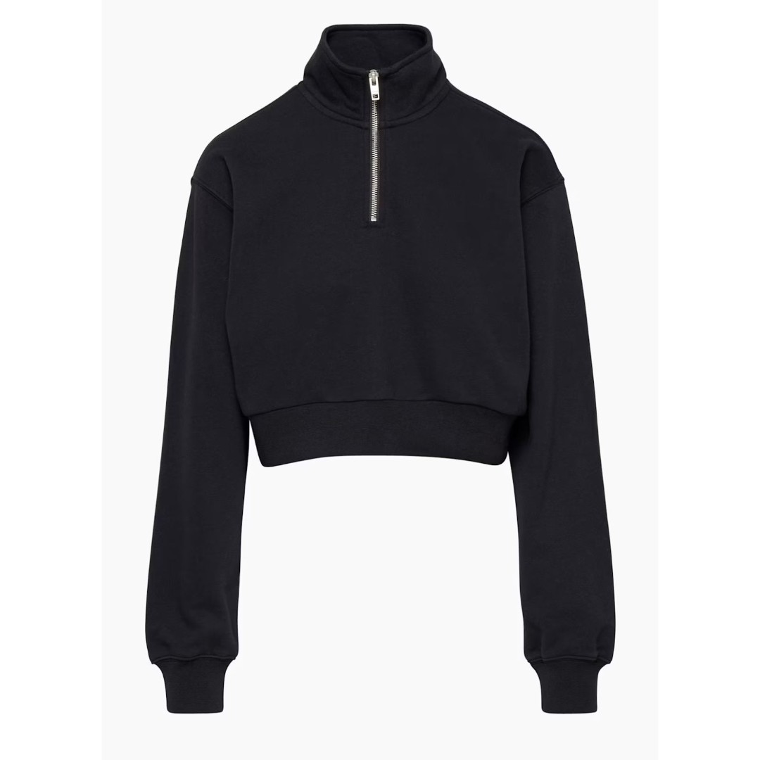 Aritzia TNA 1/4 Zip Basic Staple Sweatshirt - Black - Womens Medium