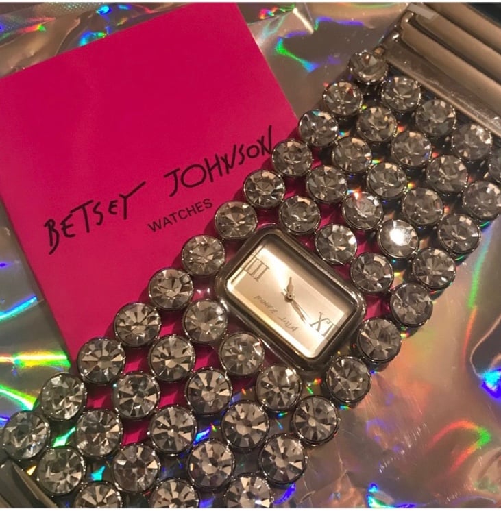 Betsey Johnson crystal rhinestone bracelet watch