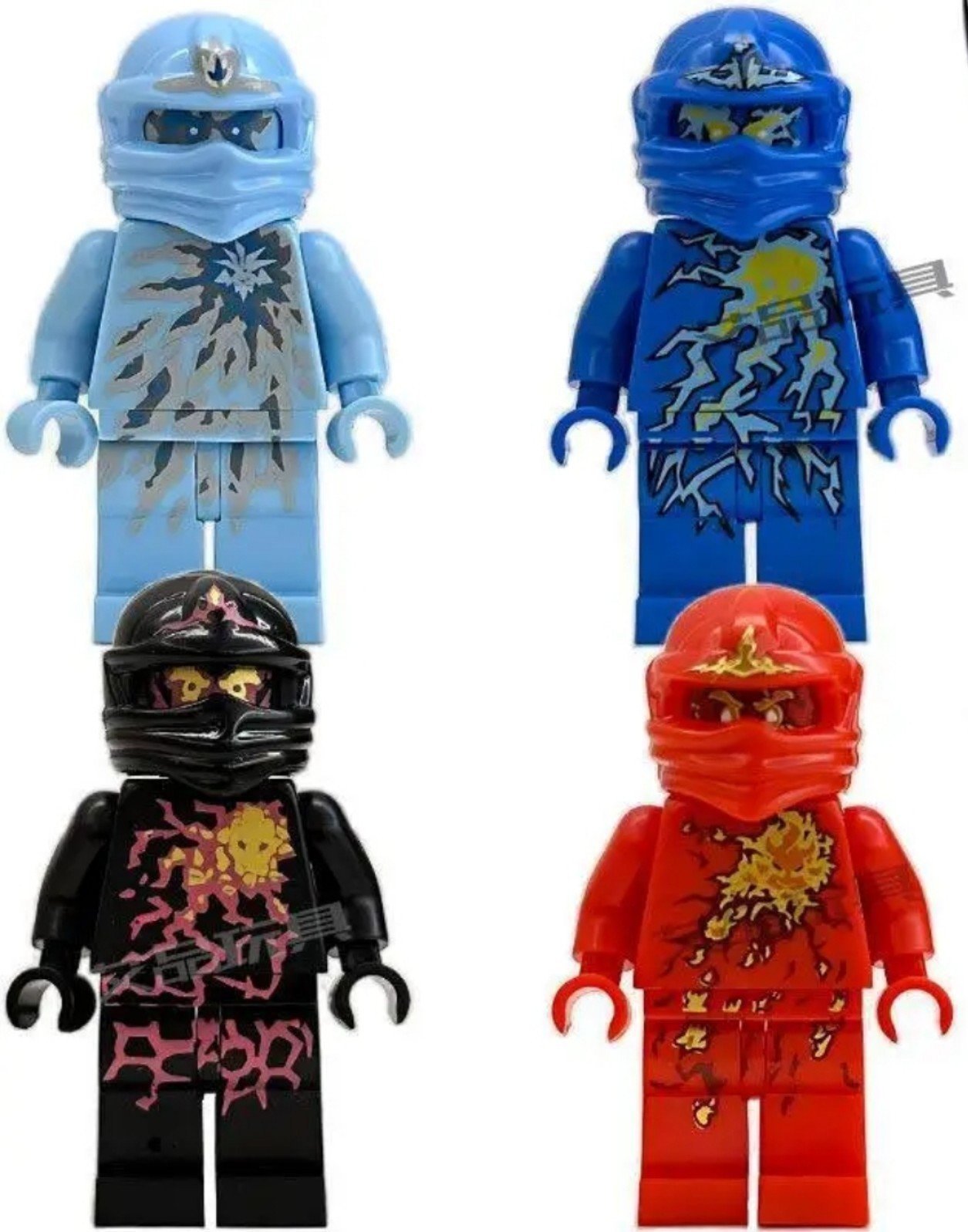 Lego ninjago NRG minifigure set jay zane cole kai minifigure custom