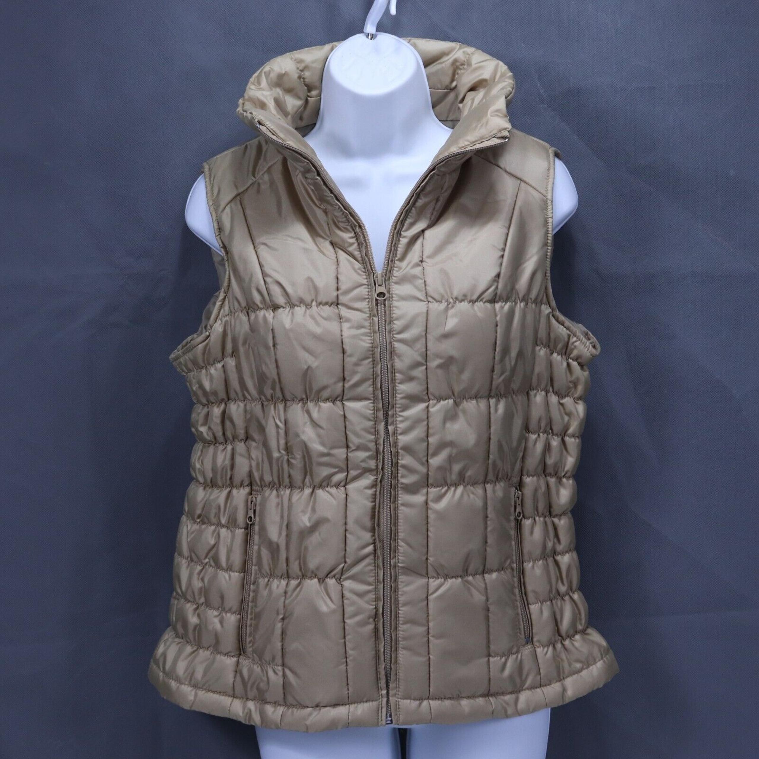 NWT New York Company Beige Puffer Full Zip Pockets Polyester Vest Woman Medium