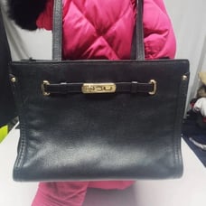 COACH Swagger Black Pebbled Leather Handbag Purse EUC