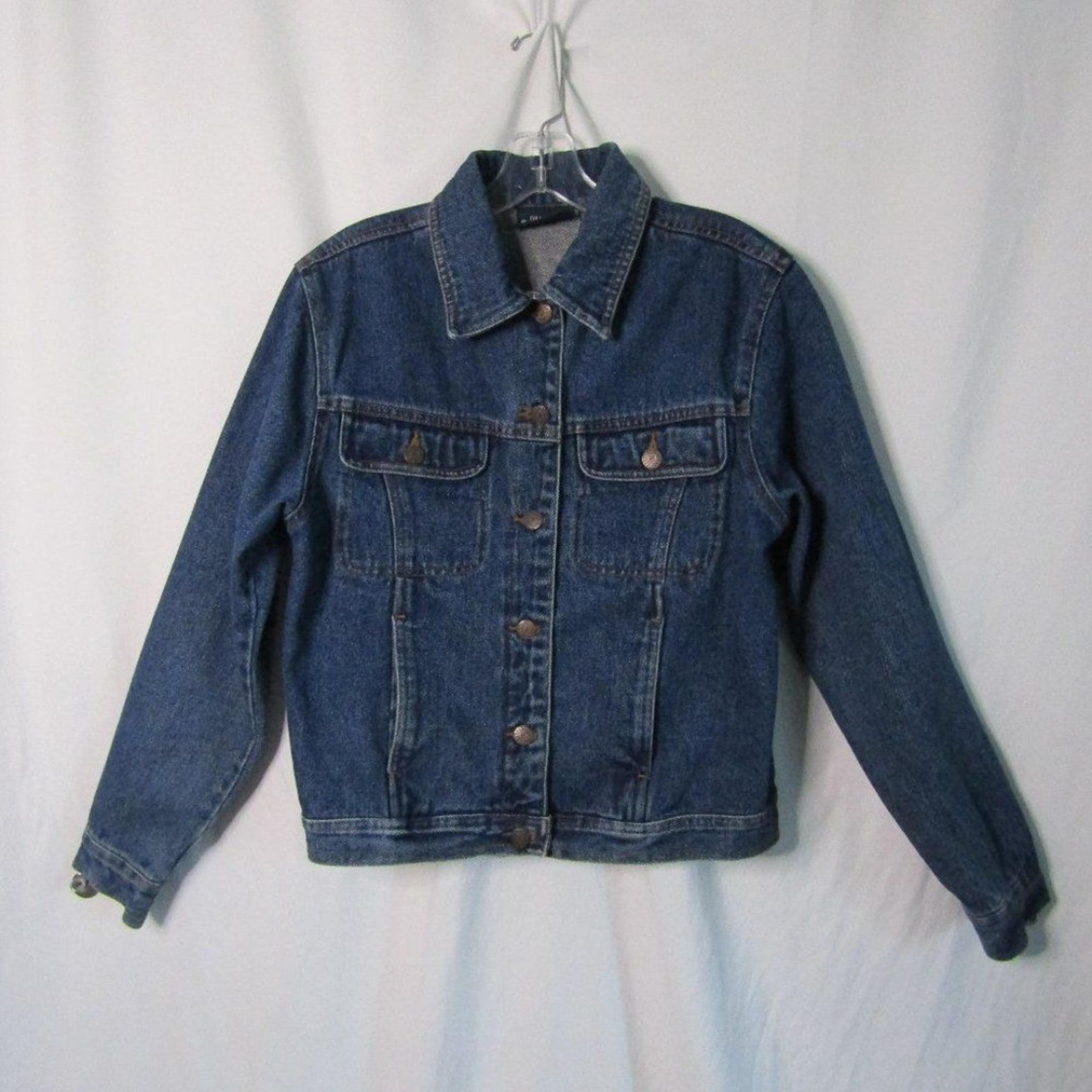 Bill Blass Vintage 90s Dark Wash Denim Jacket with Pockets Size Small