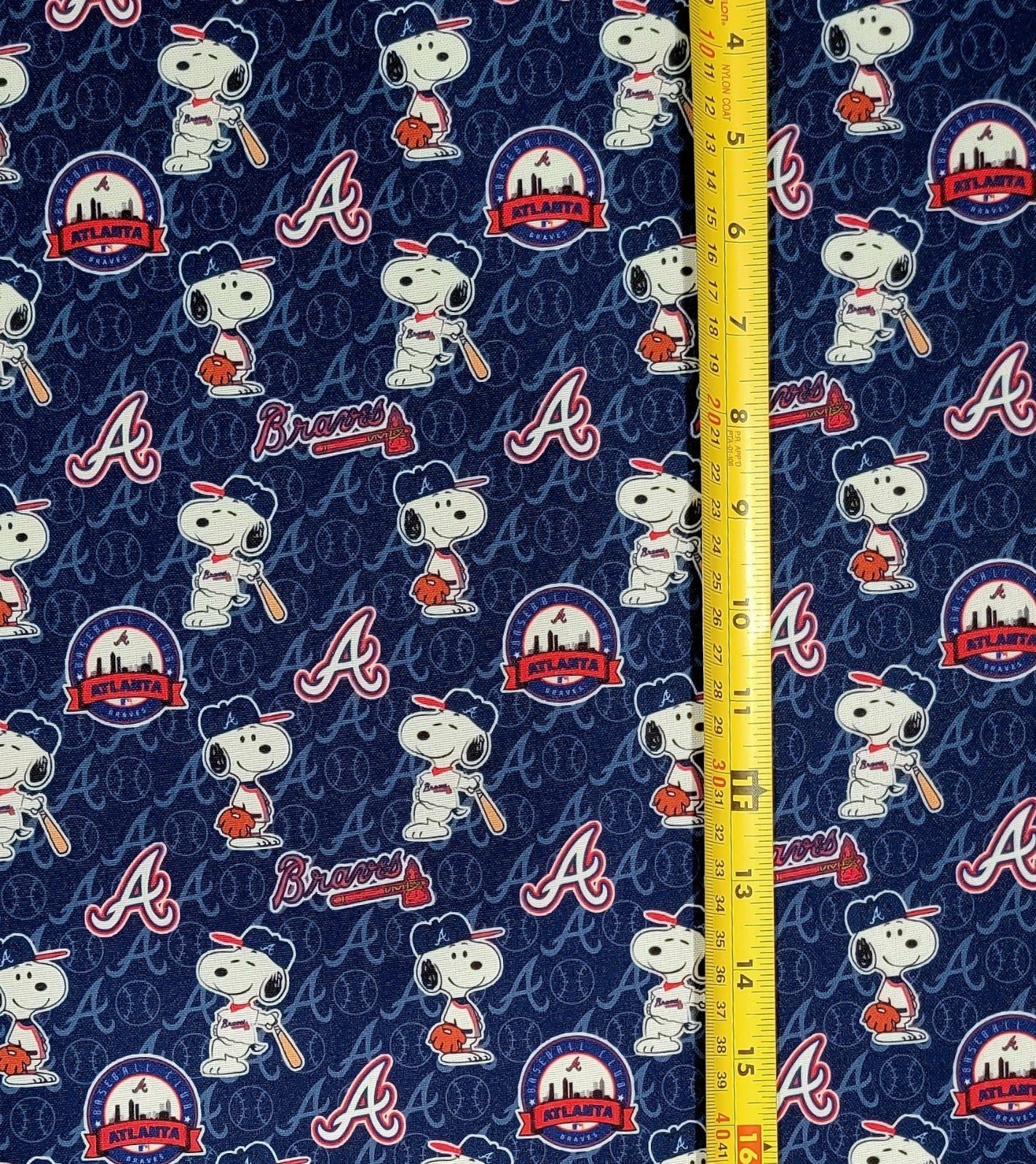 SNOOPY ATLANTA BRAVES FABRIC 1 YARD