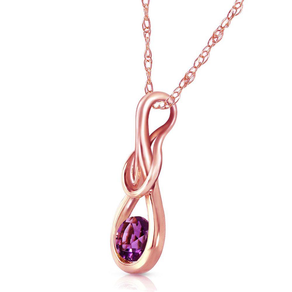 14K. SOLID GOLD NECKLACE WITH NATURAL AMETHYST