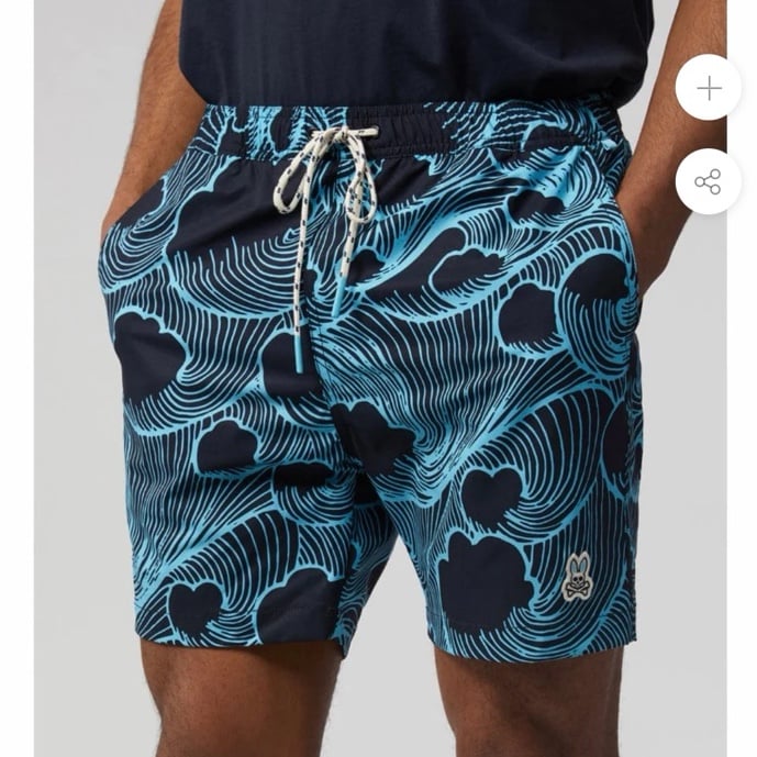 PSYCHO BUNNY THAMES SWIM SHORTS (NAVY) Size XXXL
