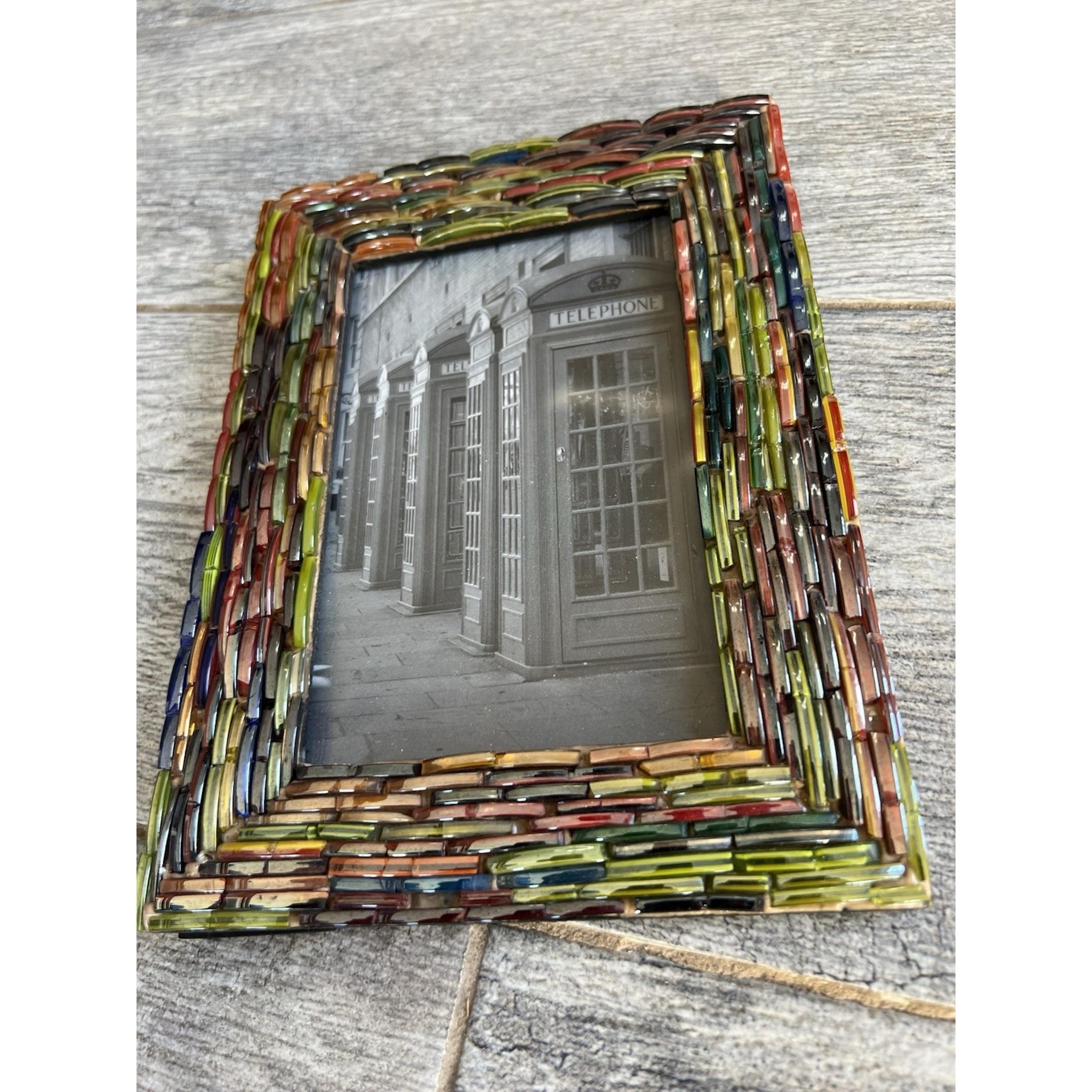 World Market 4 x 6 Photo Frame Bangle Bracelet Colorful Beaded Picture New