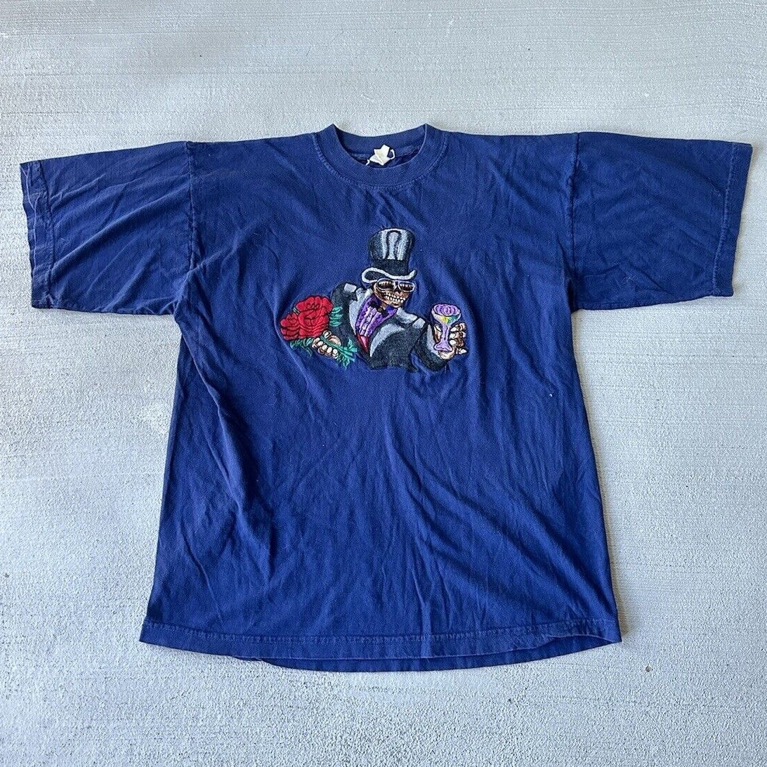 Vintage Grateful Dead T Shirt Single Stitch Blue Embroidered Logo 20x26