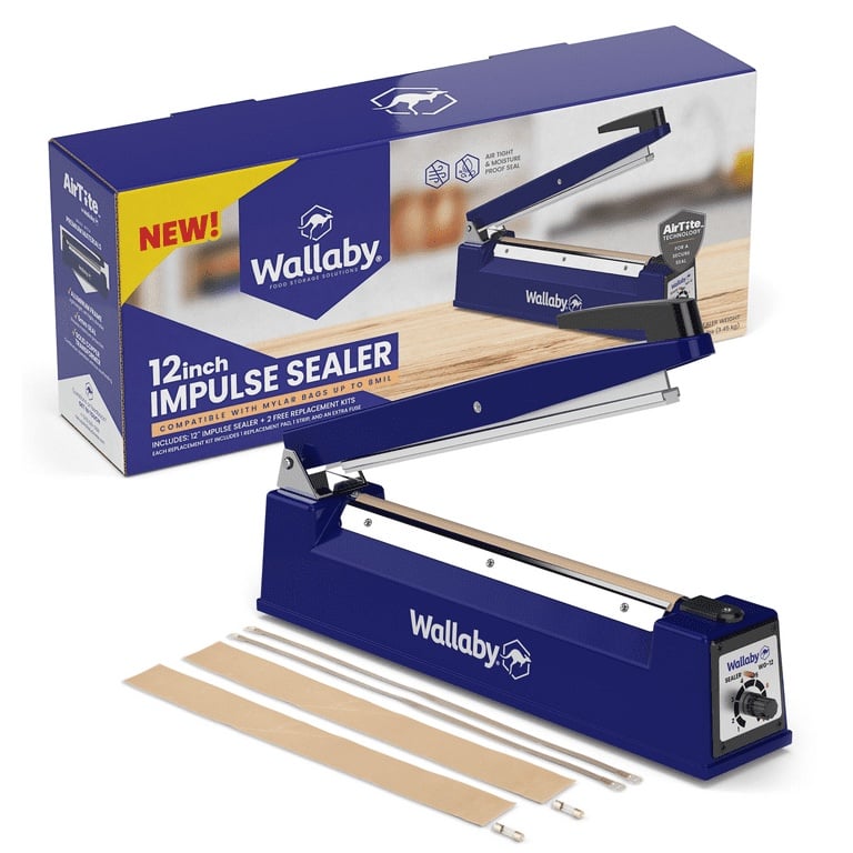 Wallaby Impulse Heat Sealer 12 inch Manual Heat Sealing Machine - Mylar Bag Seal
