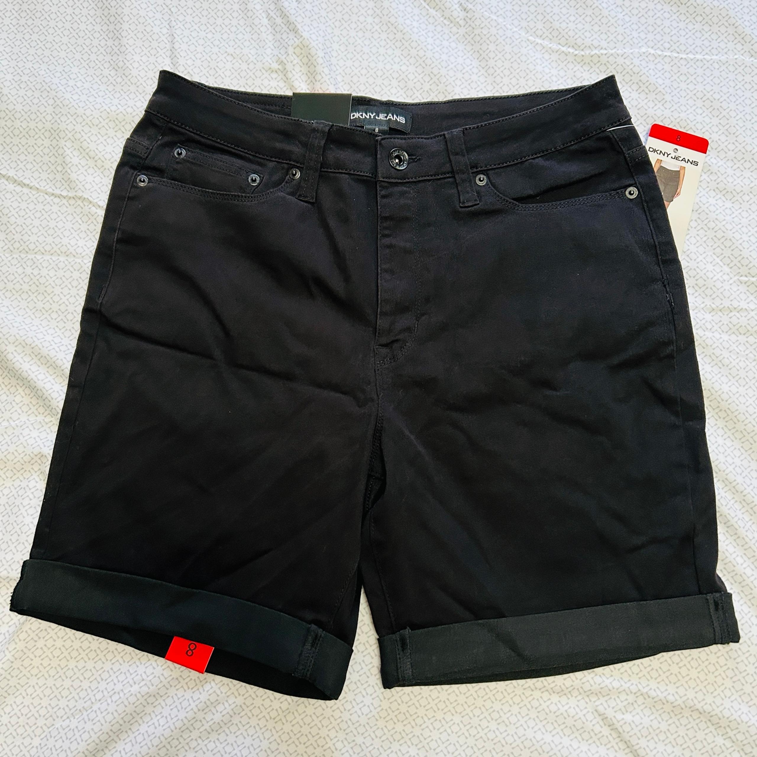 DKNY Bermuda Stretch Black Shorts Women Size 8 NWT NEW
