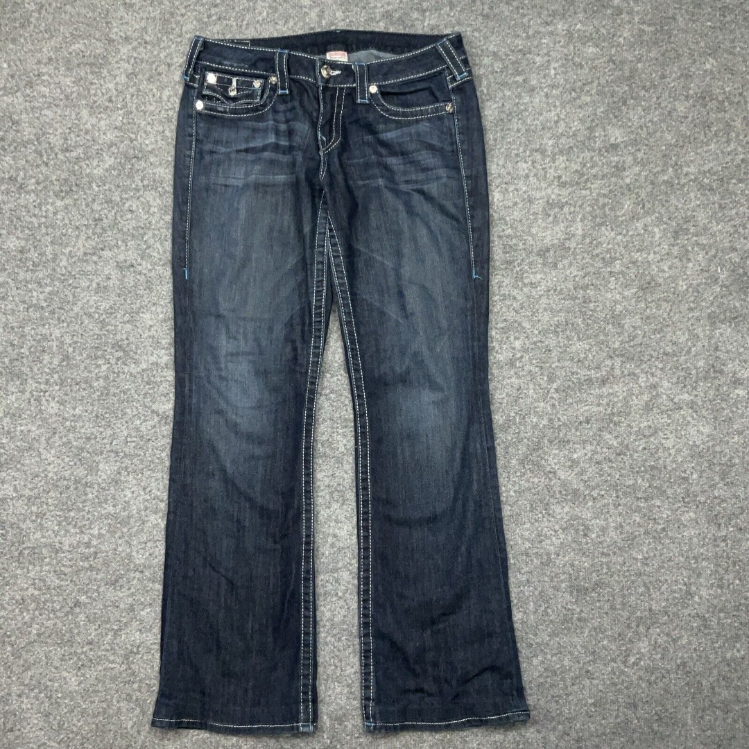 True Religion Jeans Womens Size 30 Blue Denim Dark Wash Flap Pockets