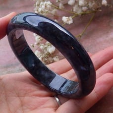 Burmese Certified Black Jade Bangle 58mm