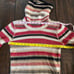 White + Warren VTG Size S Cashmere Knit Striped Turtleneck Cream Black Beige Red