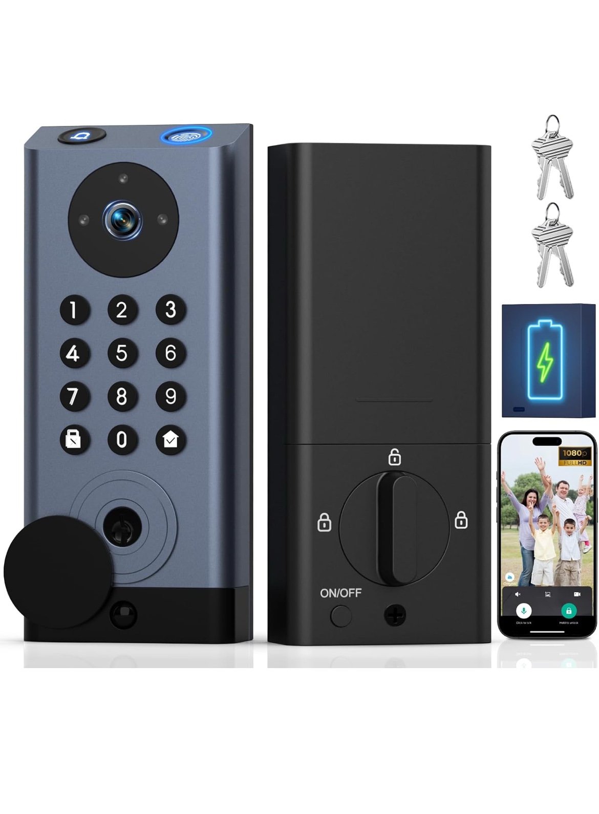 Pothunder Smart Lock with Camera, Keyless Entry Door Lock Deadbolt with WiFi