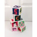 Set of 6 Vintage Canvas Needlepoint Toy Baby Blocks Jingle Bell Cute Colorful