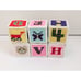 Set of 6 Vintage Canvas Needlepoint Toy Baby Blocks Jingle Bell Cute Colorful