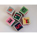 Set of 6 Vintage Canvas Needlepoint Toy Baby Blocks Jingle Bell Cute Colorful