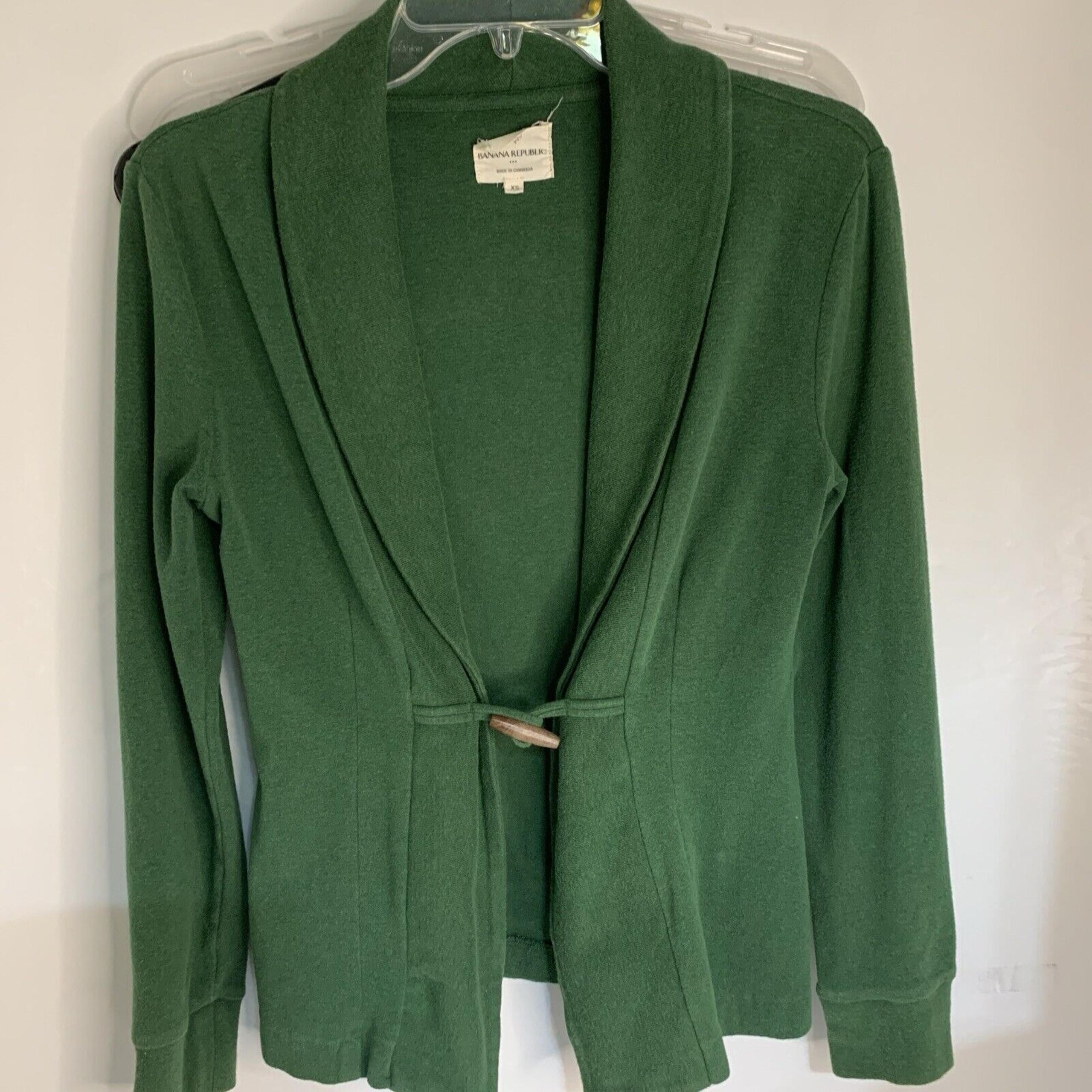 Banana Republic Classic Vintage Cotton Wood Toggle Close Green Woman's Sweater S