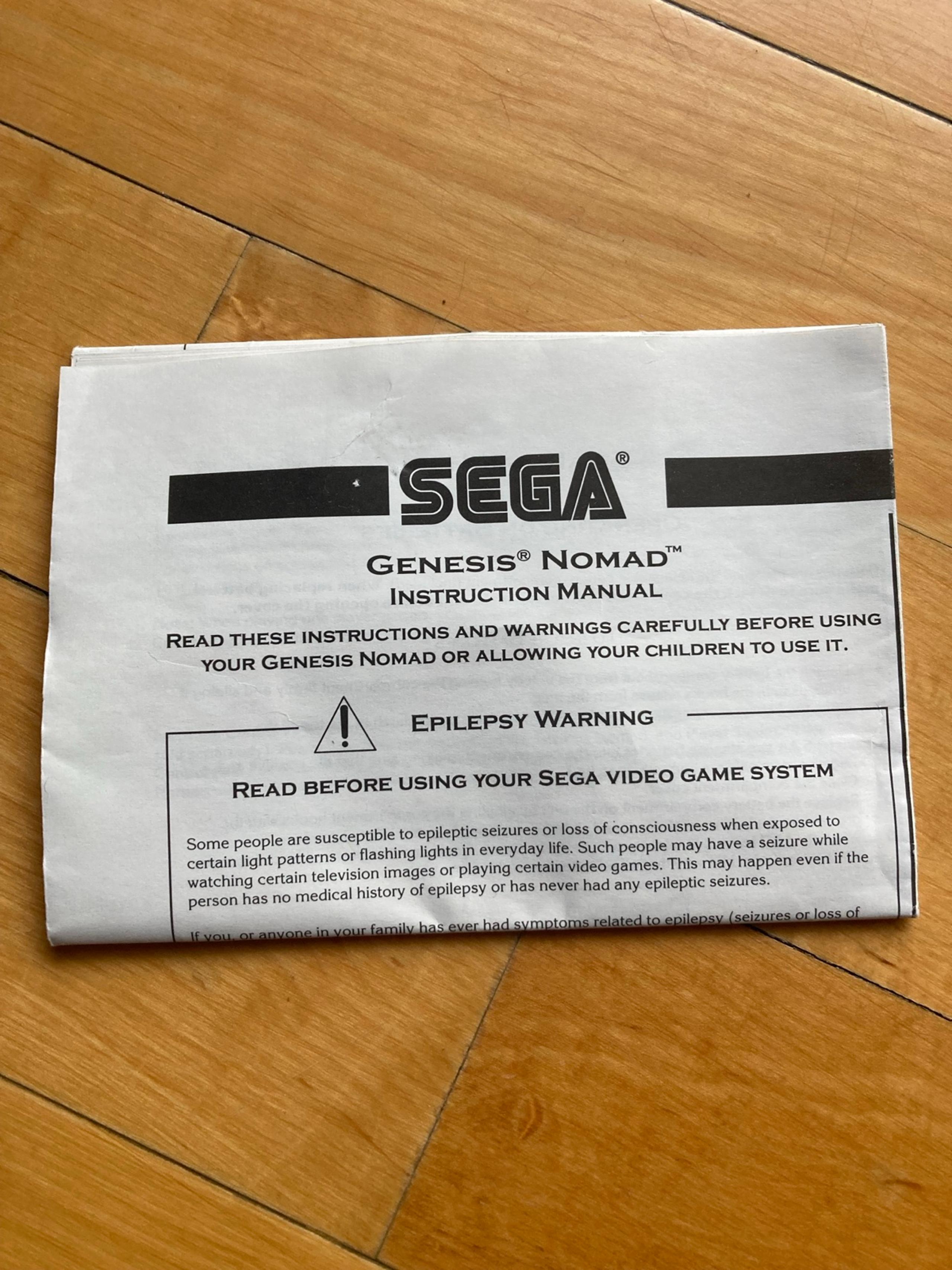 Sega nomad instruction manual only - sega genesis nomad manual