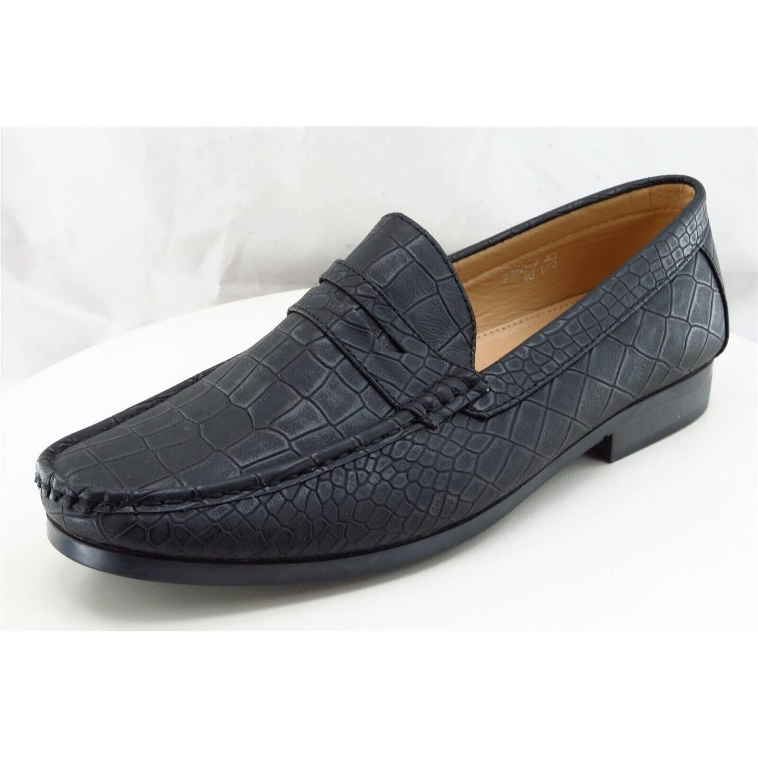 Adolfo Shoes Sz 10.5 M Black Penny Loafer Leather Men 7150