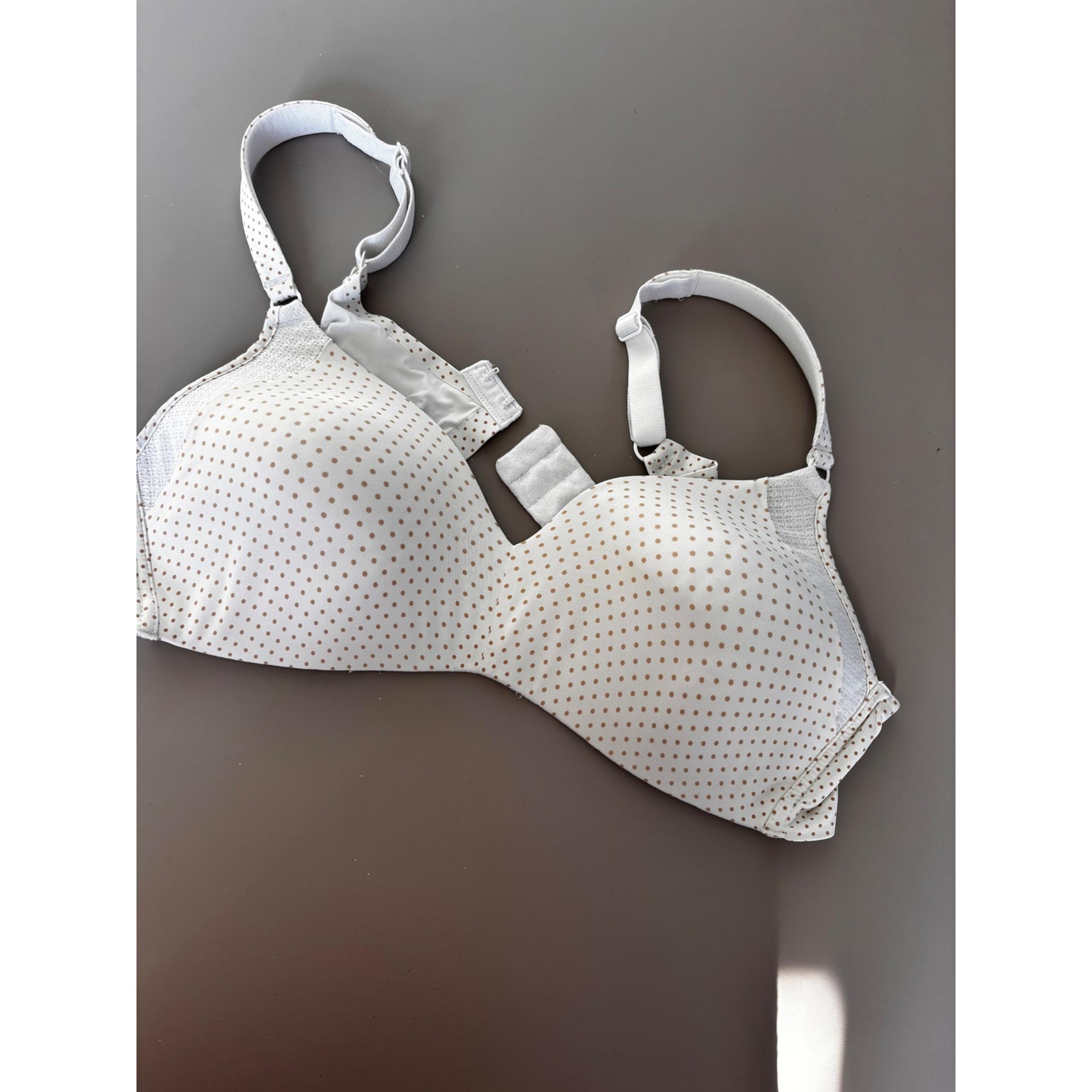 Warners Polka Dot Bra Comfortable Everyday Support White Beige 38B