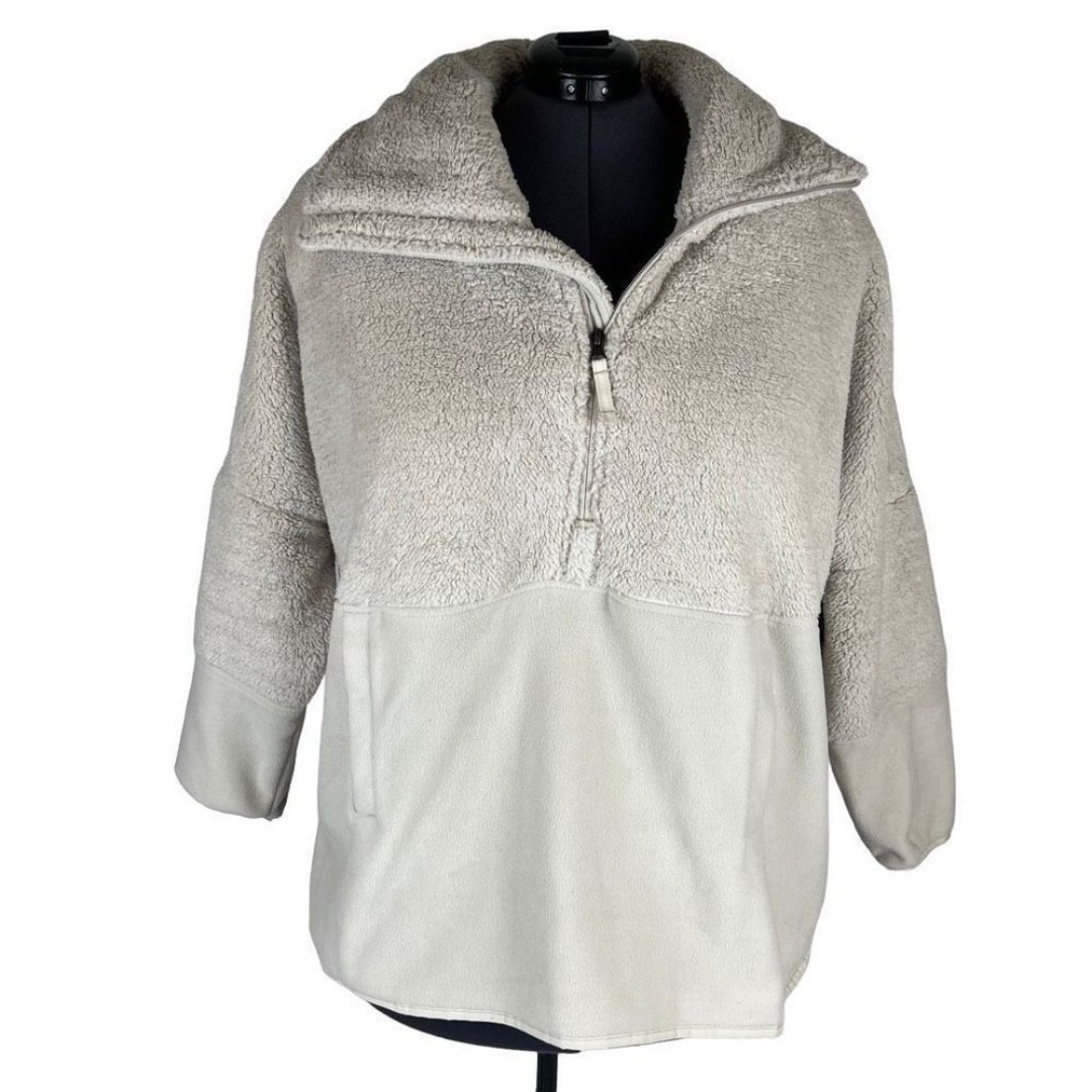 The North Face Women's Cream 1/4 Zip Turtle Collar Sherpa Fleece Sweater XL