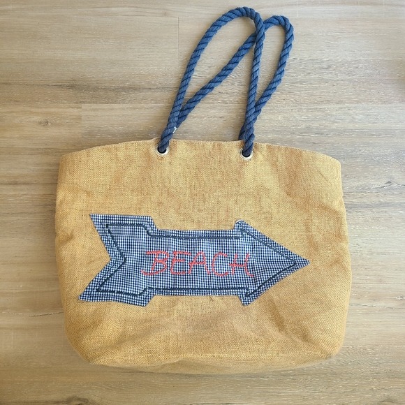 Large Burlap Beach Tote