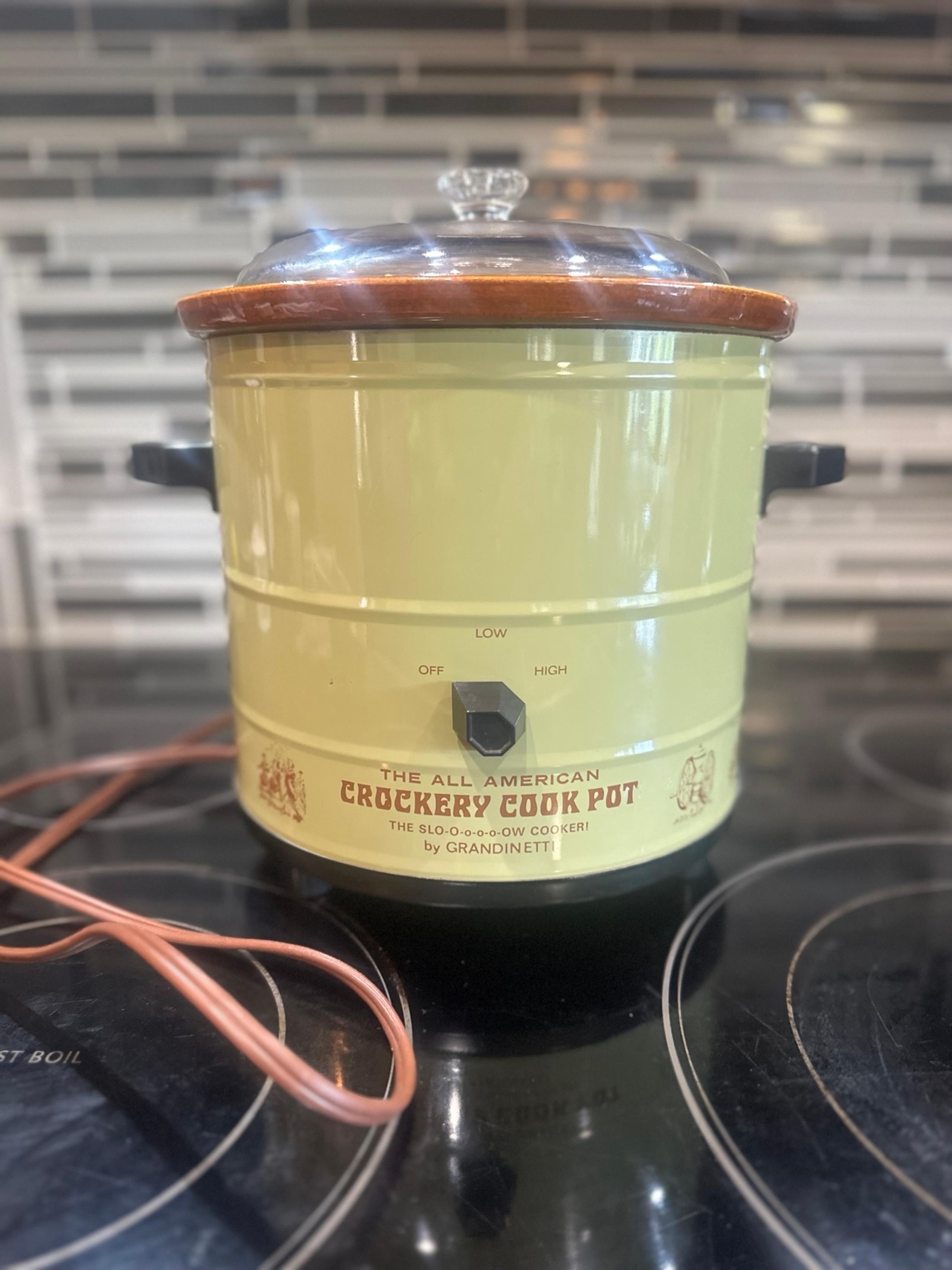 Vtg Green Grandinetti 3.5 All American Crockery Cook Pot SLO-O-o-o-o-OW Cooker!