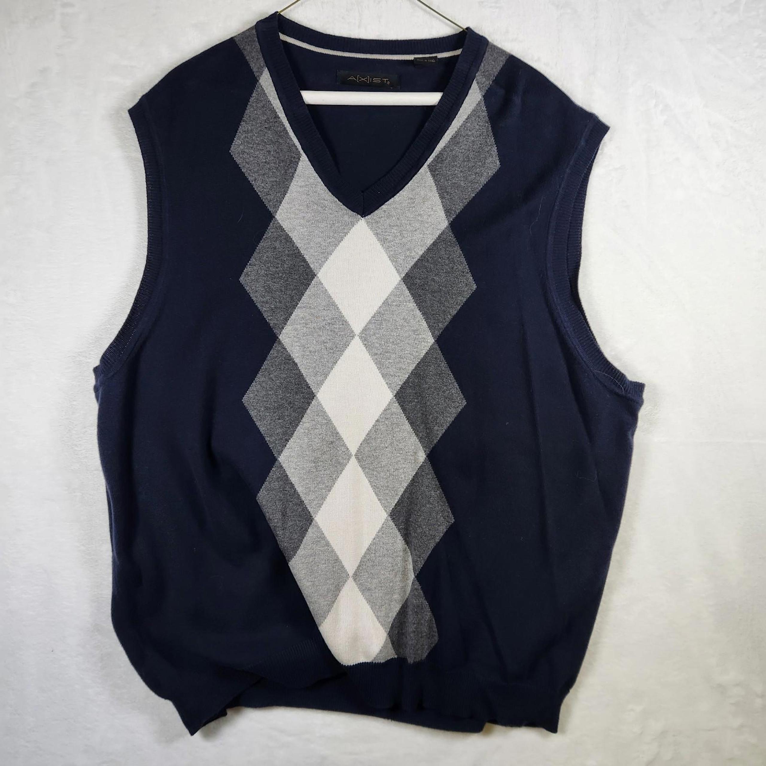 Axist Blue Argyle Sweater Vest Mens Size 2XL Cotton