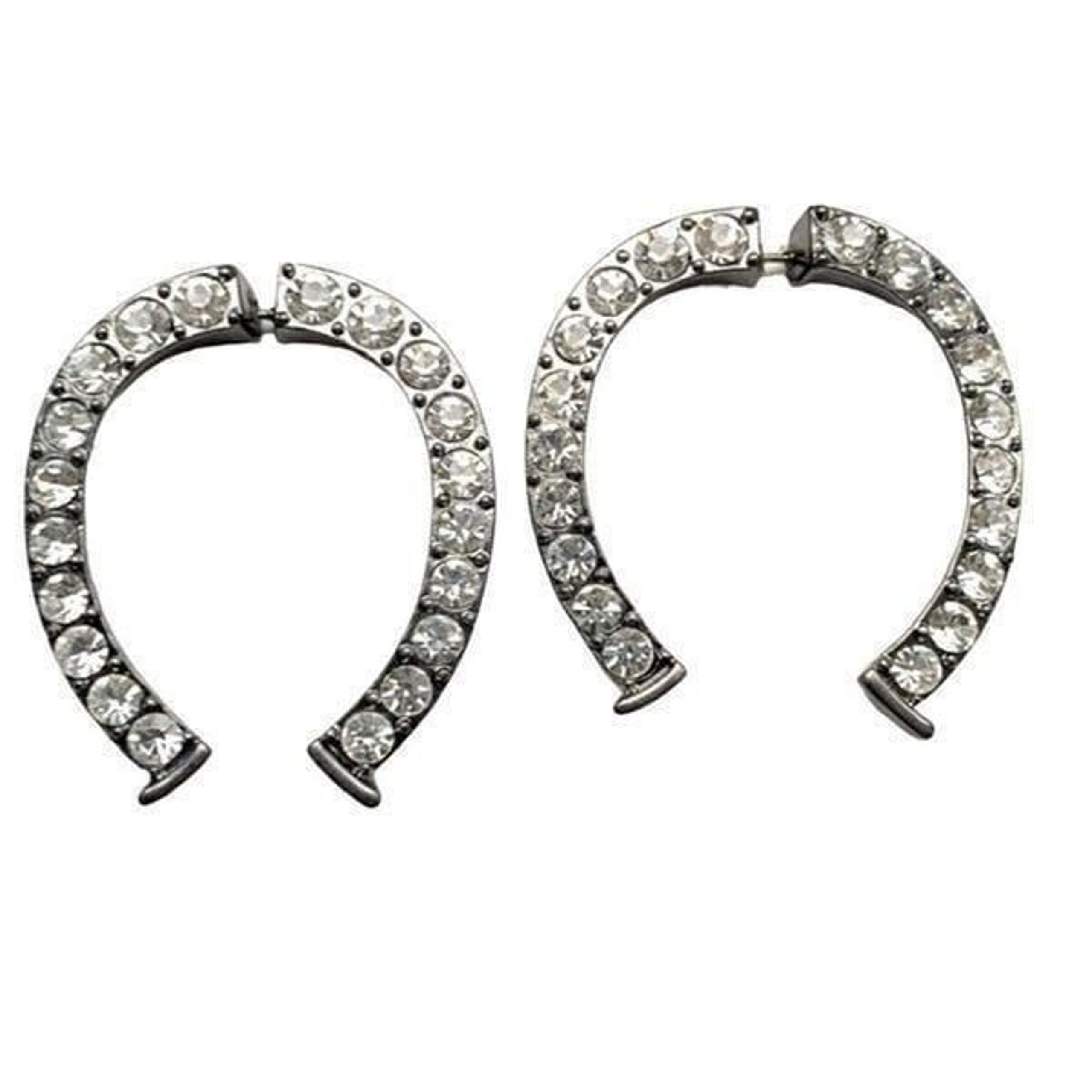 Neo-Equine Horseshoe Earrings Gunmetal & Crystal Studs - Lulu Frost