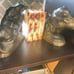 Rare K & O Washed Bronze Large Fighting Panther Tiger Bookends Old