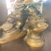 Rare K & O Washed Bronze Large Fighting Panther Tiger Bookends Old