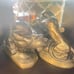 Rare K & O Washed Bronze Large Fighting Panther Tiger Bookends Old