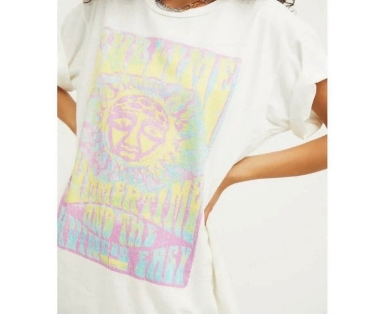 NWOT  Sublime by Live Nation for Free People Oversized Short Sleeve Shirt M/L