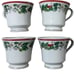 Lynn's China Saint Maria Set of 4 Cups & Saucers Christmas Holiday Berries.
