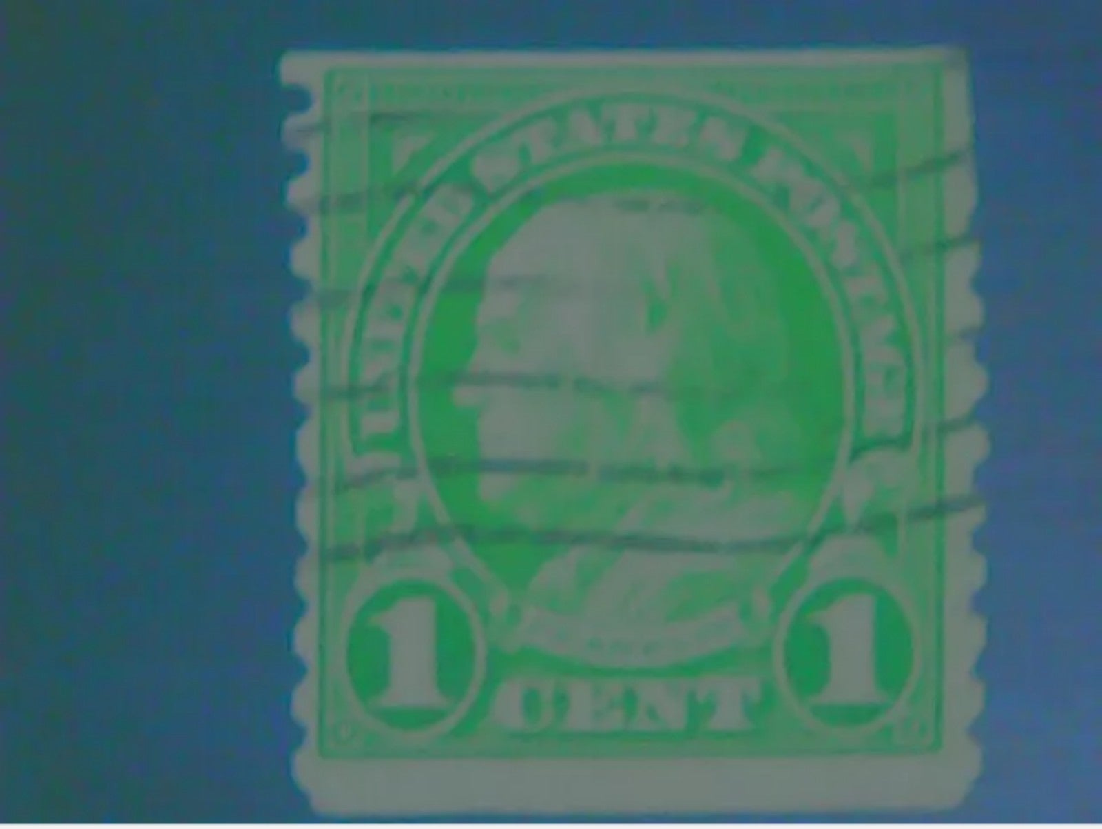 Benjamin franklyn one cent stamp green