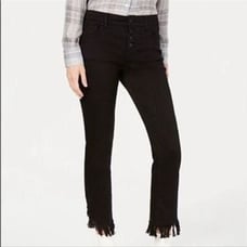 INC Distressed Denim Angled Mop Hem Black Pants Size 12 NWT