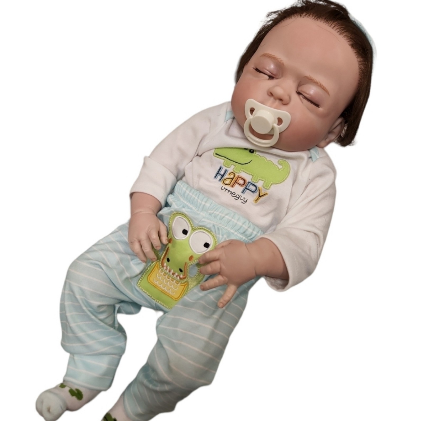 NPK Pinky Baby Boy Auburn Hair Closed Eyes Caucasian Reborn Doll