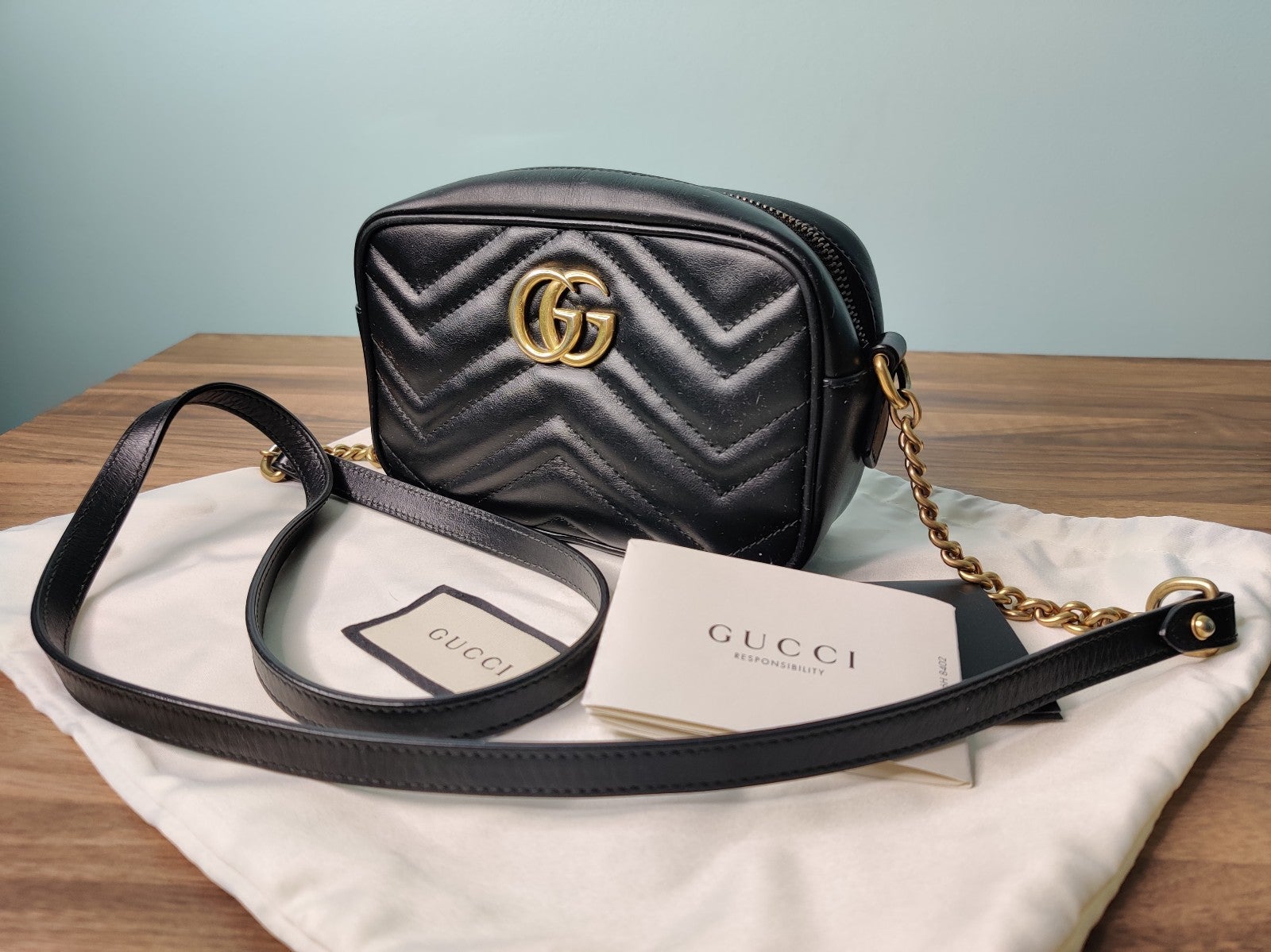 Gucci GG Mamont Mini Leather Crossbody Bag