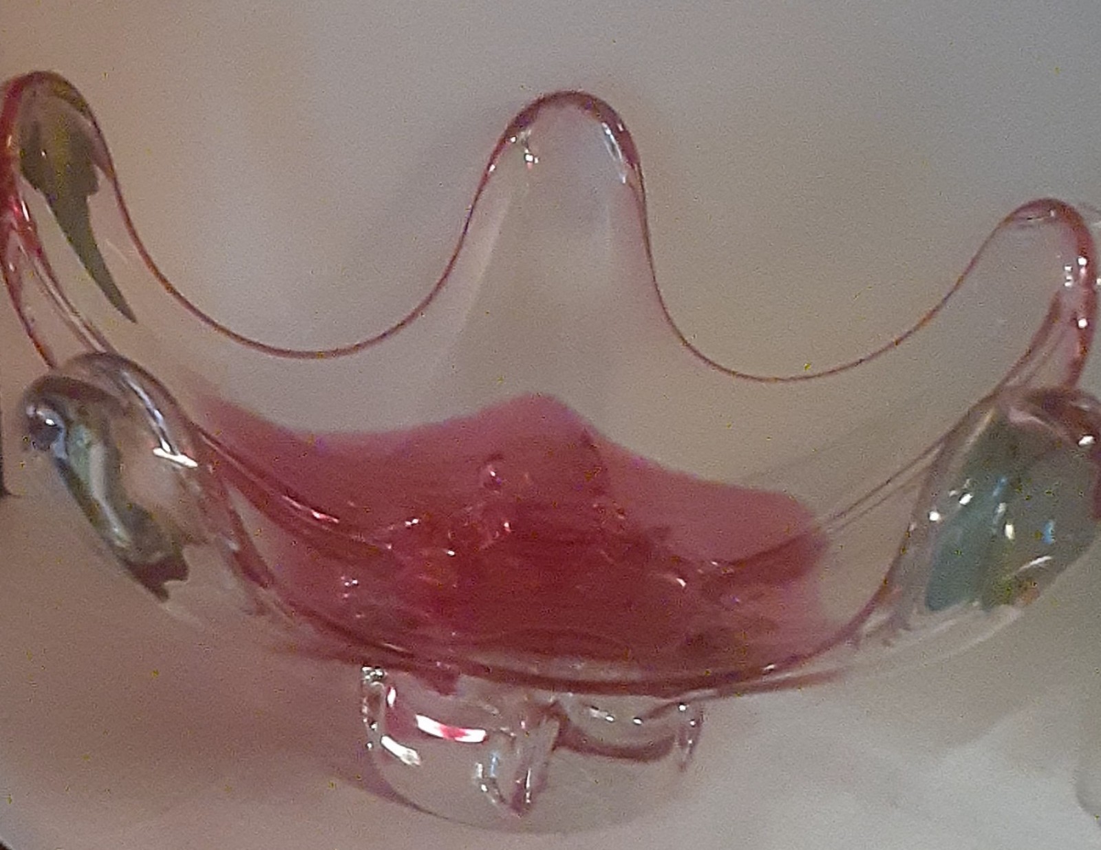 c1960 FUCHSIA BLOWN ART GLASS CENTERPIECE 13