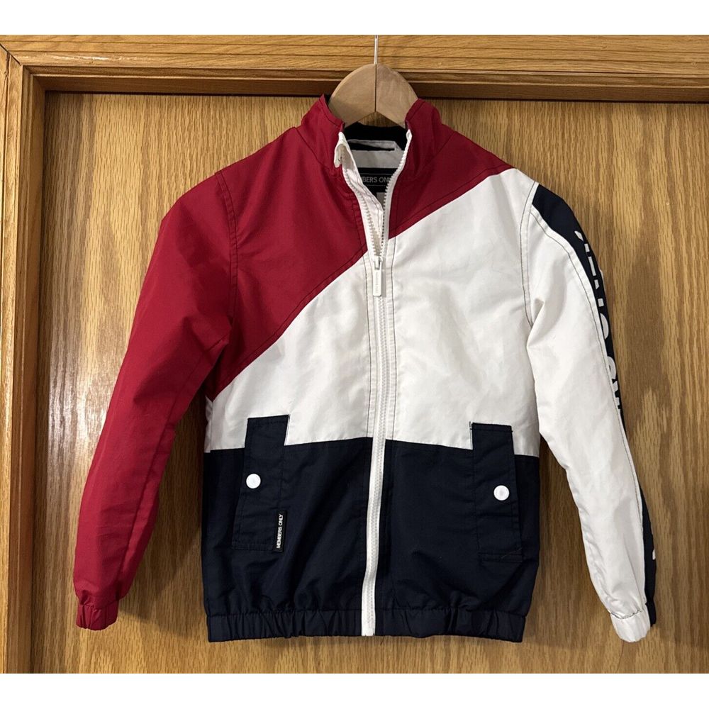 Red White Blue Members Only Lightweight Jacket Medium Zip Up Diagonal size 8