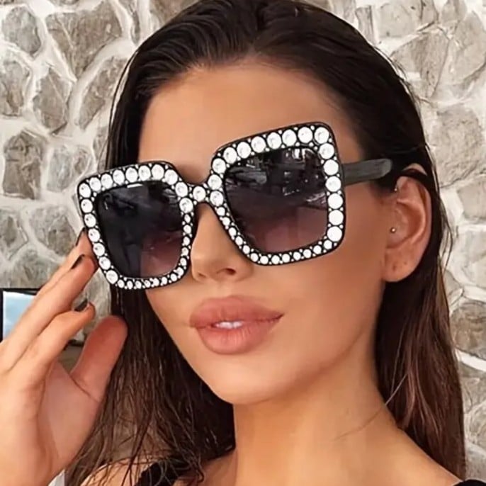 Oversized Rhinestone studded sunglasses
