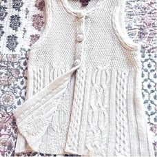 SUNDANCE Alpaca Cable Knit Coastal Cardigan Sweater Vest in Warm White