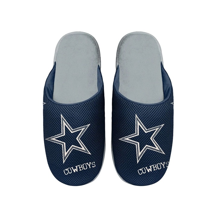 NFL Dallas Cowboys Logo on Mesh Slide Slippers Size Men Large by FOCO