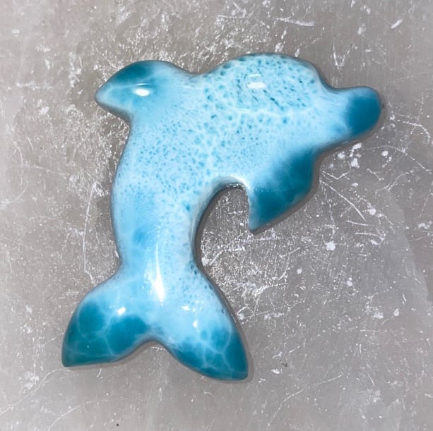 Larimar dolphin carving