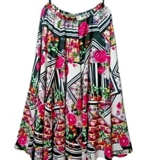 boho maxi skirt Sz M Floral Pink Roses colorful Peasant Modest cottagecore