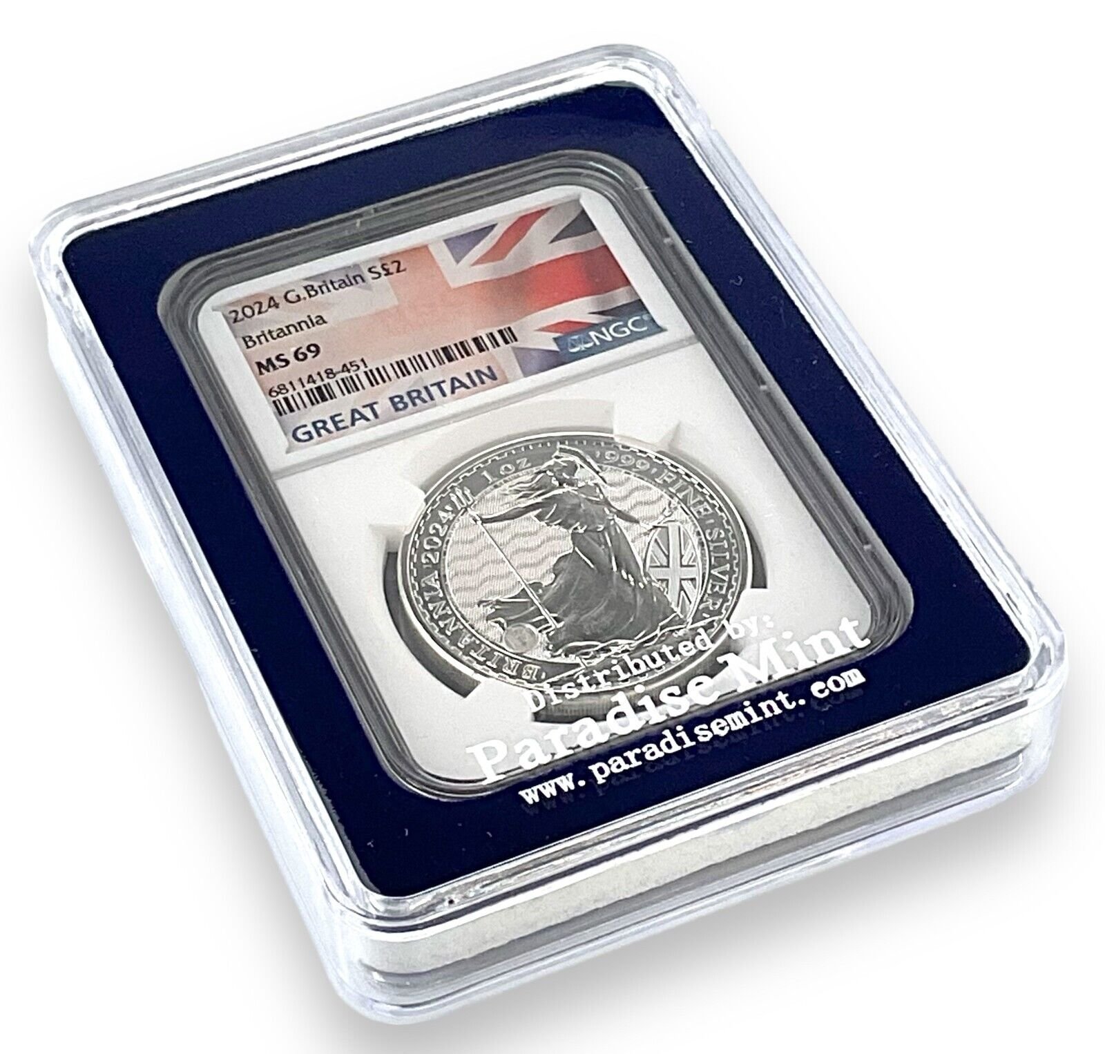 2024 Great Britain 1oz Britannia Coin NGC MS69 - Flag Label w/Blue Case