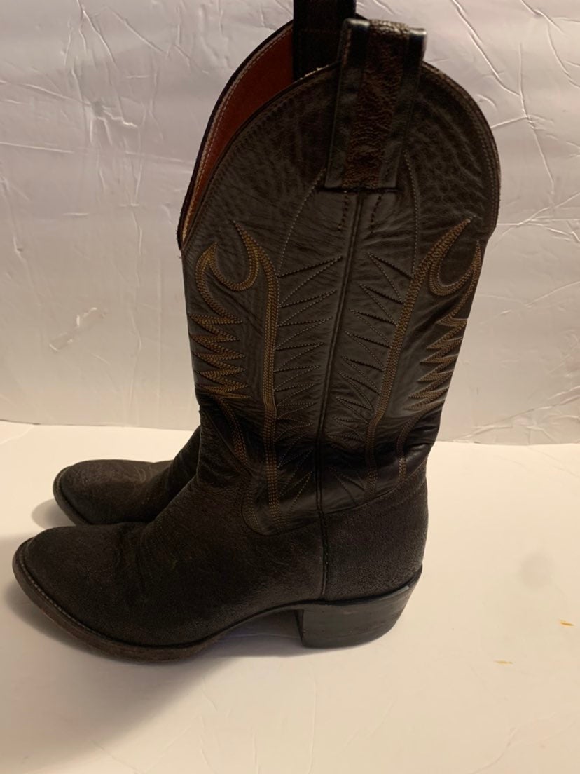 VINTAGE THE SANDERS BOOT MAKERS ELEPHANT WESTERN COWBOY BOOTS SZ 9D BROWN
